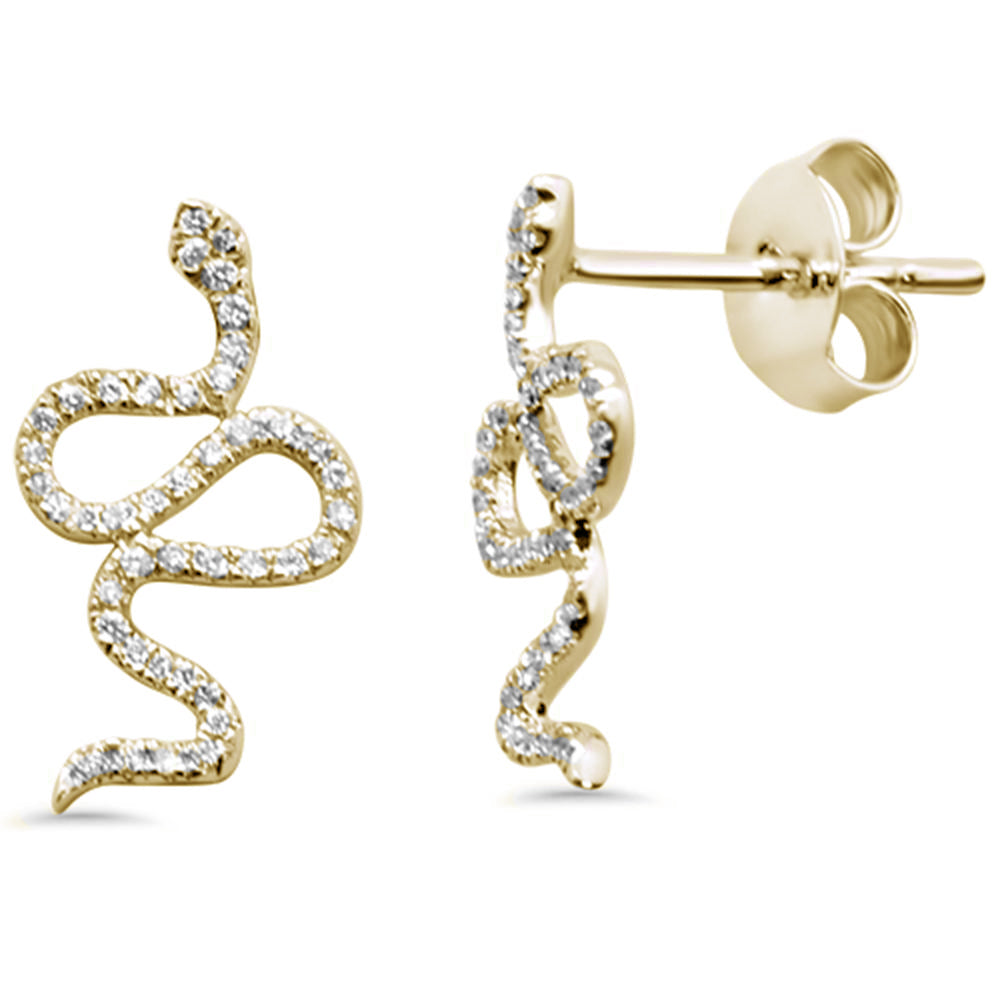 .14ct G SI 14K Yellow Gold DIAMOND Trendy Snake Earrings