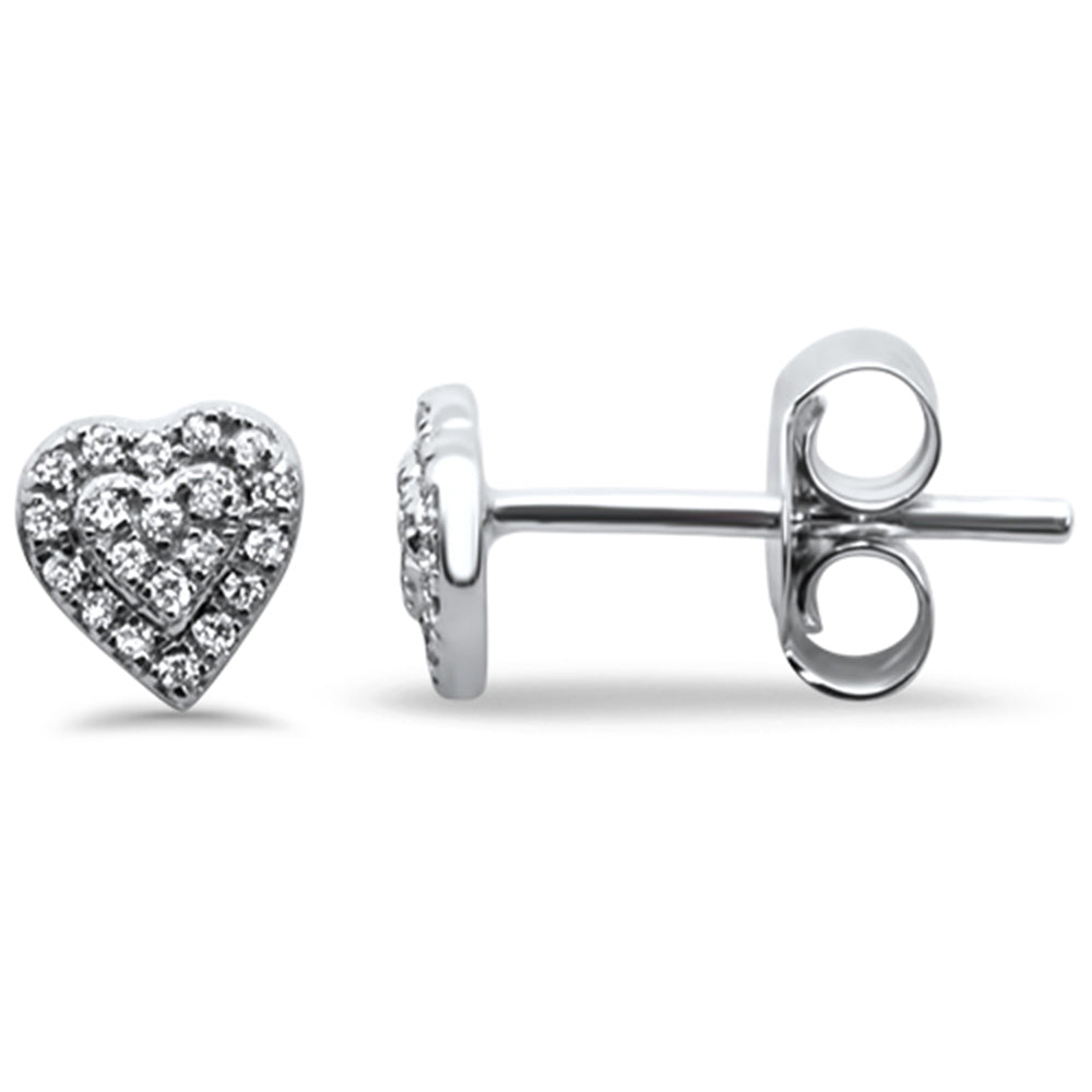 .13ct 14KT White Gold Heart STUD Diamond EARRINGS