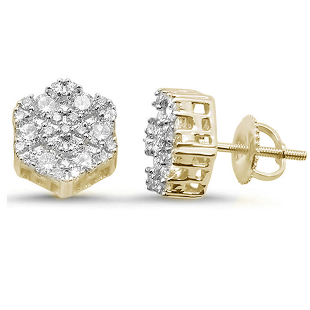 ''SPECIAL! .98ct 14K Yellow GOLD Round Diamond Snowflake Stud Earrings''