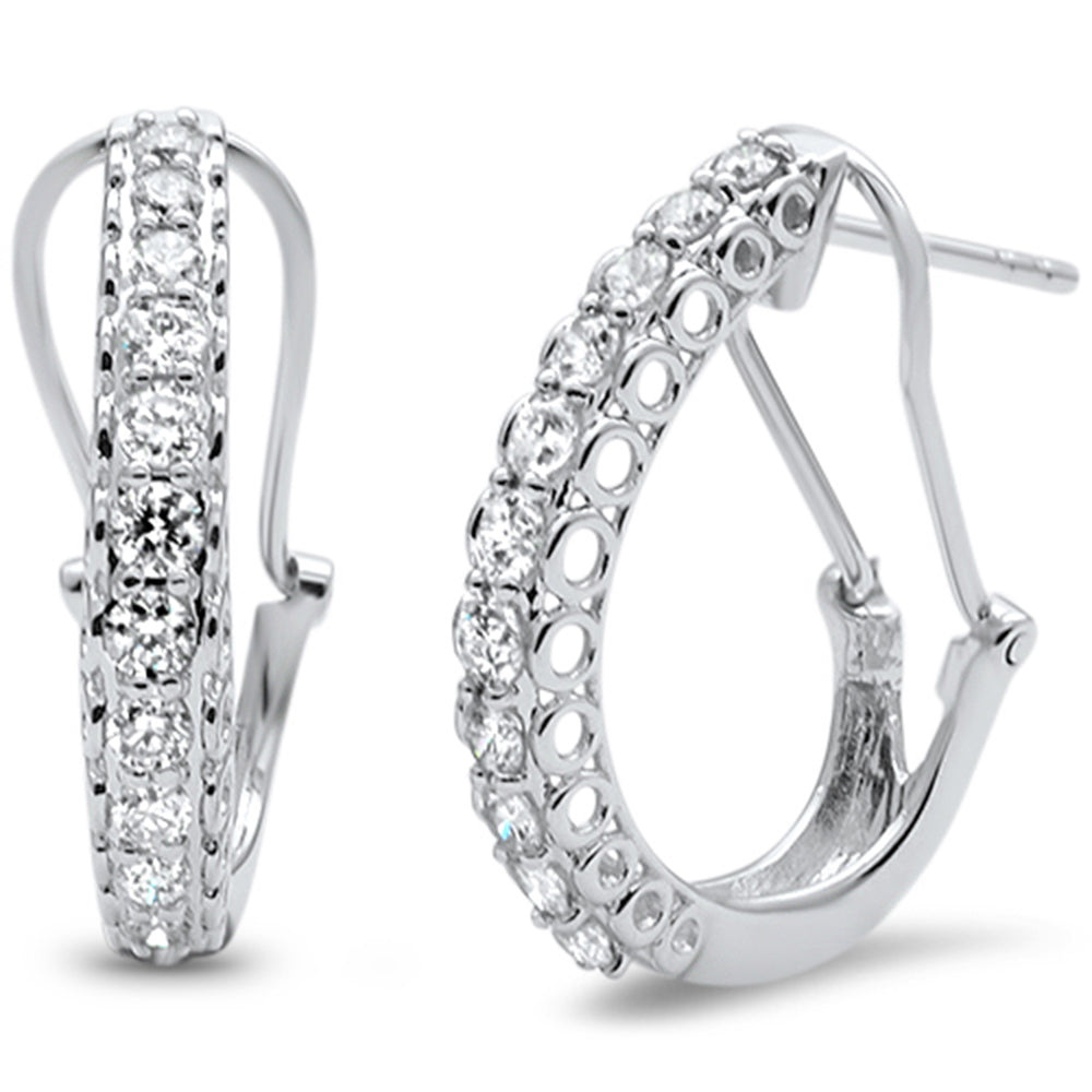 ''SPECIAL!1.01ct F SI 14kt White GOLD Diamond J Hoop Huggie Earrings''