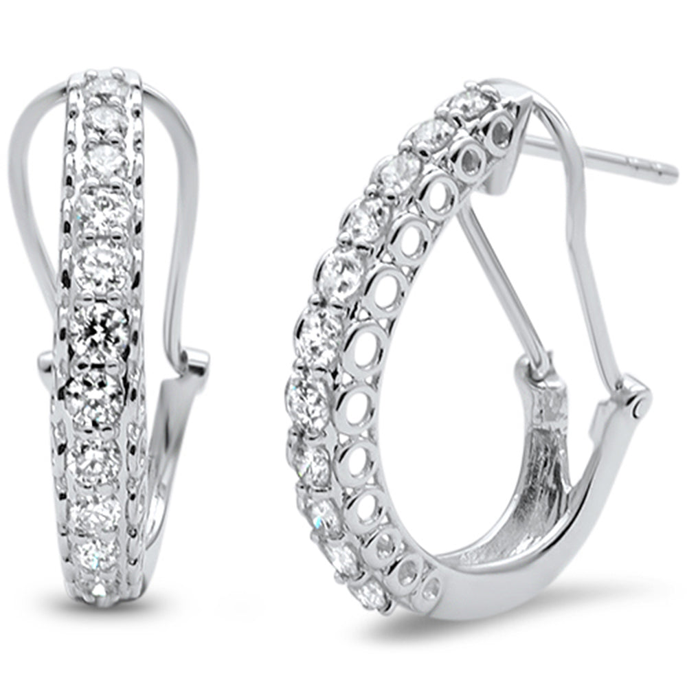 ''SPECIAL!1.01ct F SI 14kt White Gold DIAMOND J Hoop Huggie Earrings''