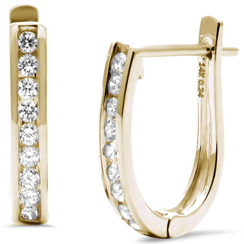 .26ct G SI 14K Yellow Gold Round Diamond J HOOP EARRINGS