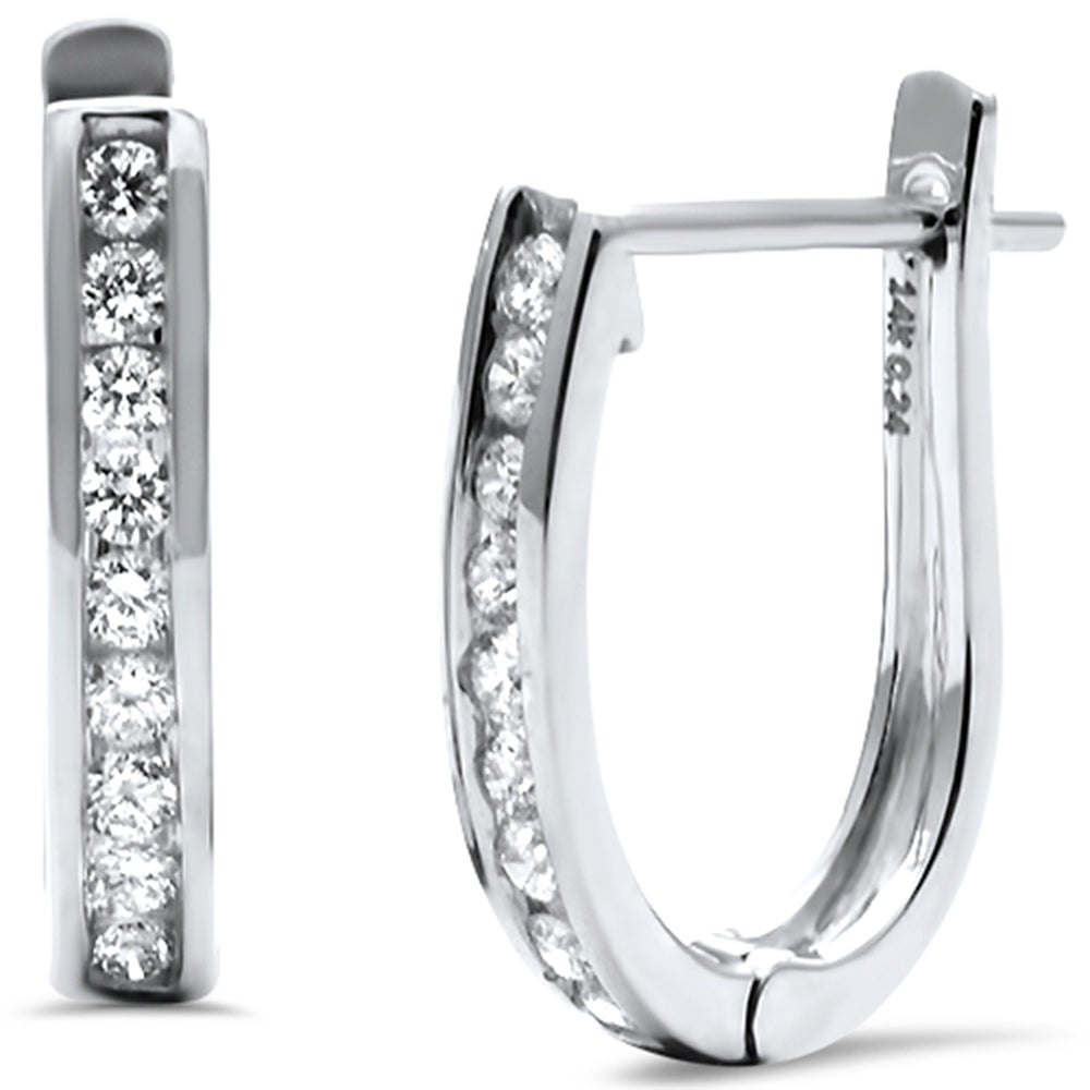 .24ct G SI 14K White Gold Round Diamond J HOOP EARRINGS