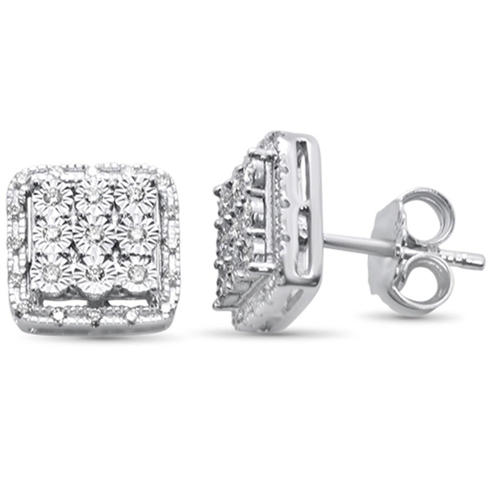 .20ct 10K White Gold DIAMOND Square Stud Earrings