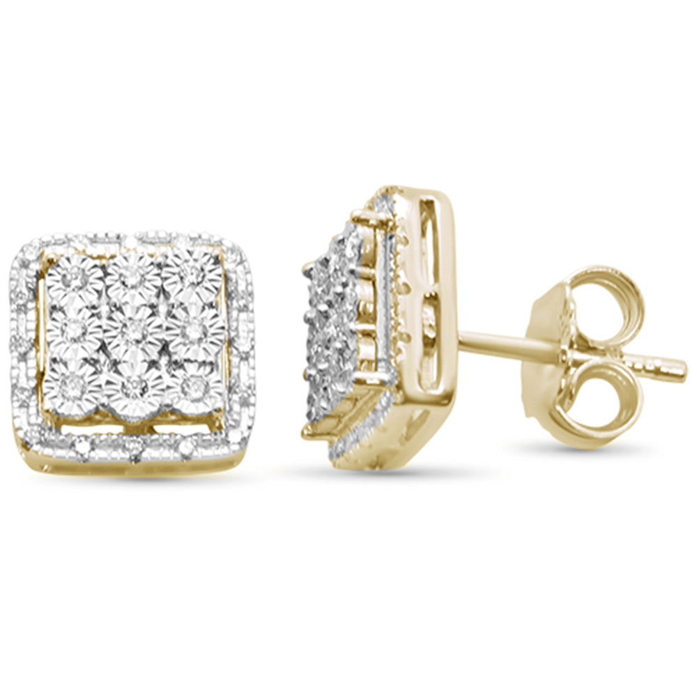 .20ct 10K Yellow Gold Diamond Square STUD EARRINGS