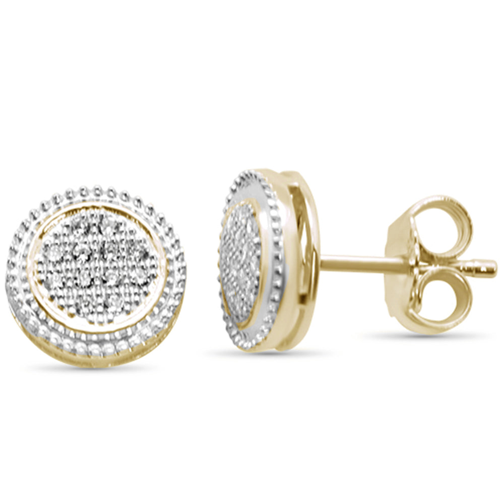 .13ct 10K Yellow GOLD Diamond Round Stud Earrings