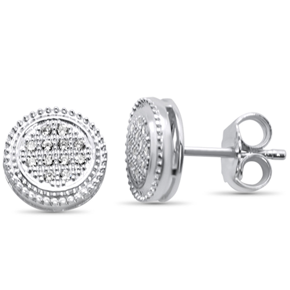 .13ct 10K White Gold DIAMOND Round Stud Earrings