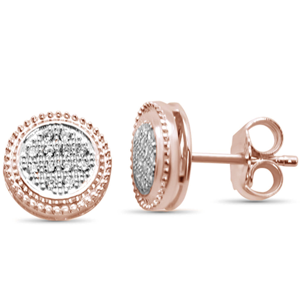 .13ct 10K Rose GOLD Diamond Round Stud Earrings