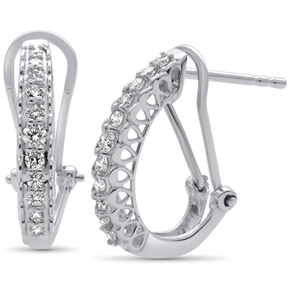 ''SPECIAL! .25ct 14K White Gold DIAMOND Round J Huggie Hoop Earrings''