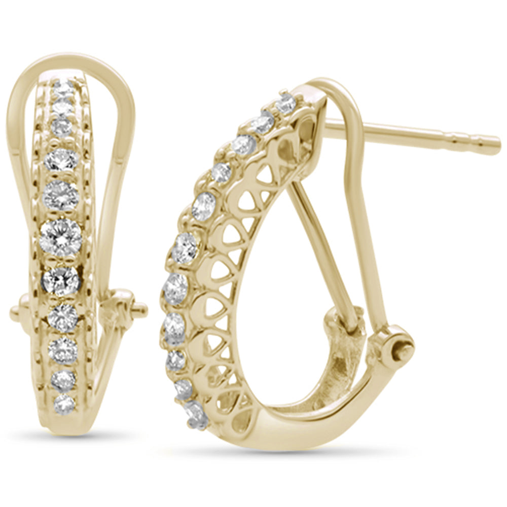 ''SPECIAL! .25ct 14K Yellow GOLD Diamond Round J Huggie Hoop Earrings''