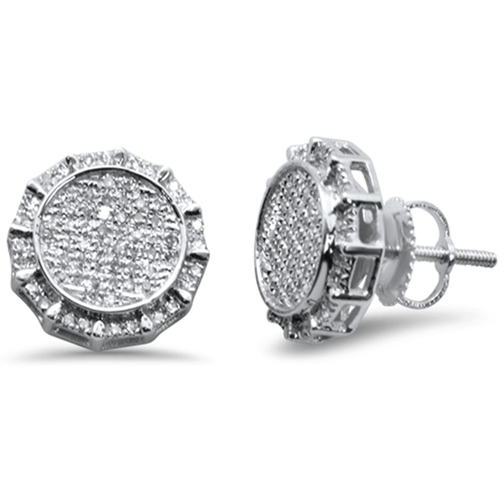 .34ct G SI 10k White Gold Round Micro Pave DIAMOND Stud Earrings