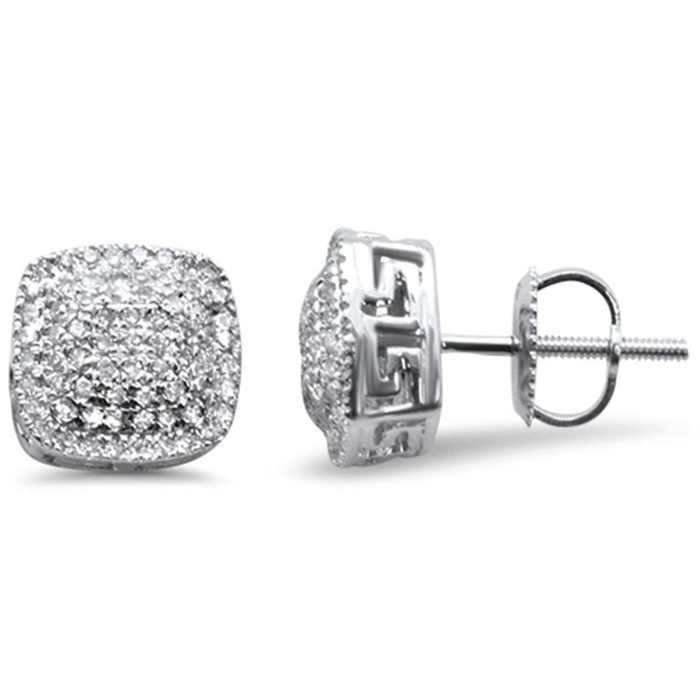 .37ct G SI 10K White GOLD Square Micro Pave Diamond Stud Earrings