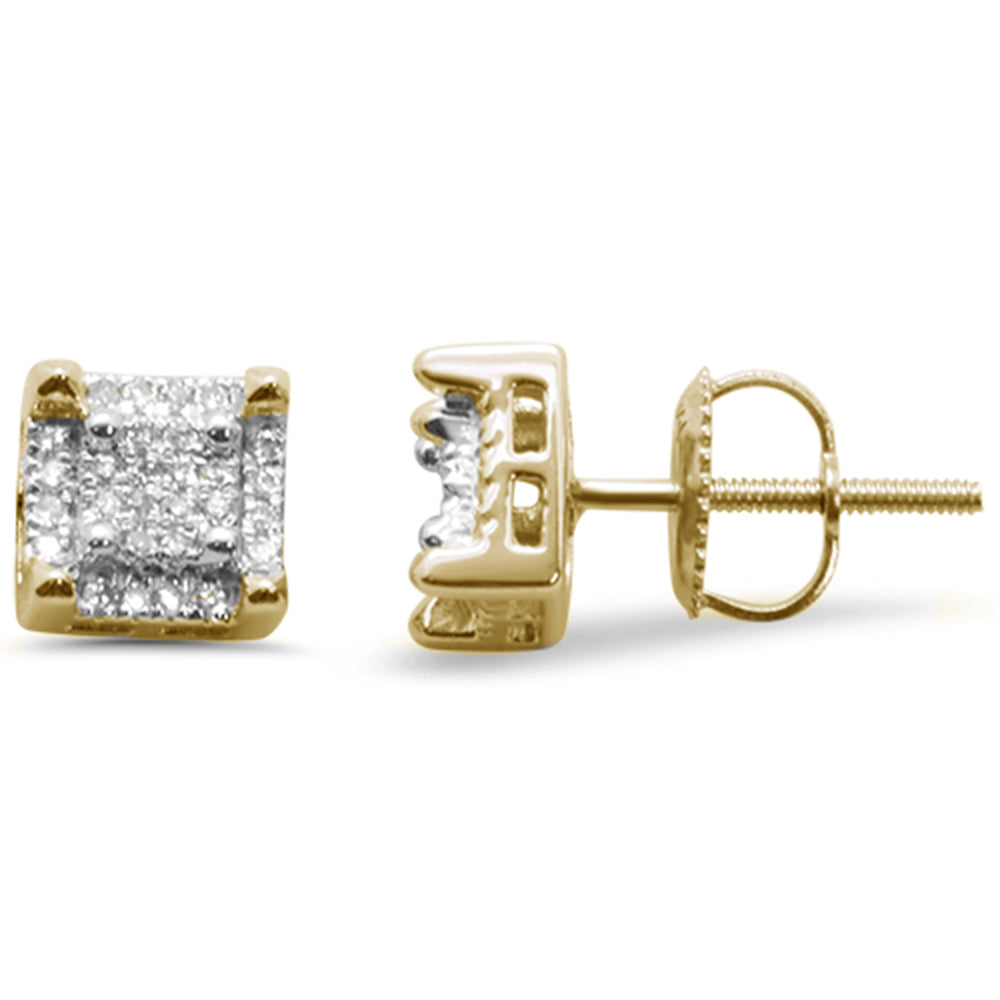 ''SPECIAL! .15ct G SI 10K Yellow GOLD Diamond Square Stud Earrings''