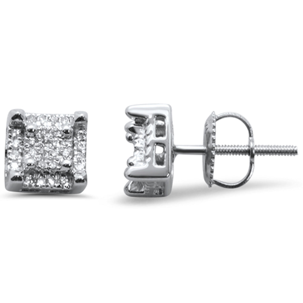 ''SPECIAL! .15ct G SI 10K White Gold Square Diamond Stud EARRINGS''