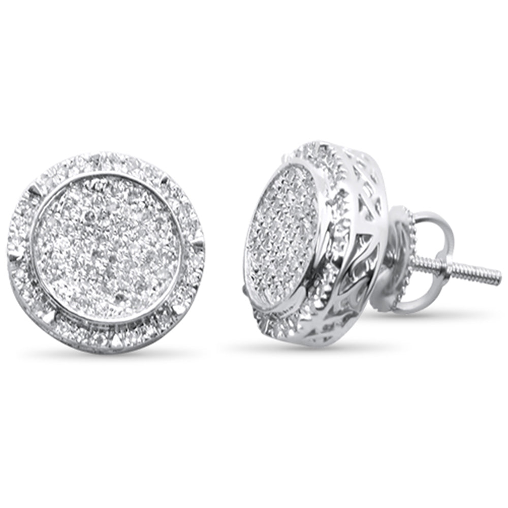 .36ct G SI 10K White Gold Round Micro Pave Diamond Stud EARRINGS