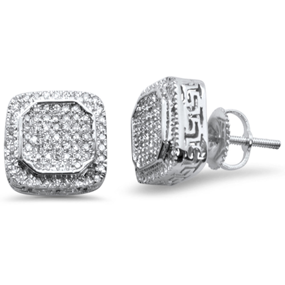 .42ct G SI 10K White GOLD Square Micro Pave Diamond Stud Earrings