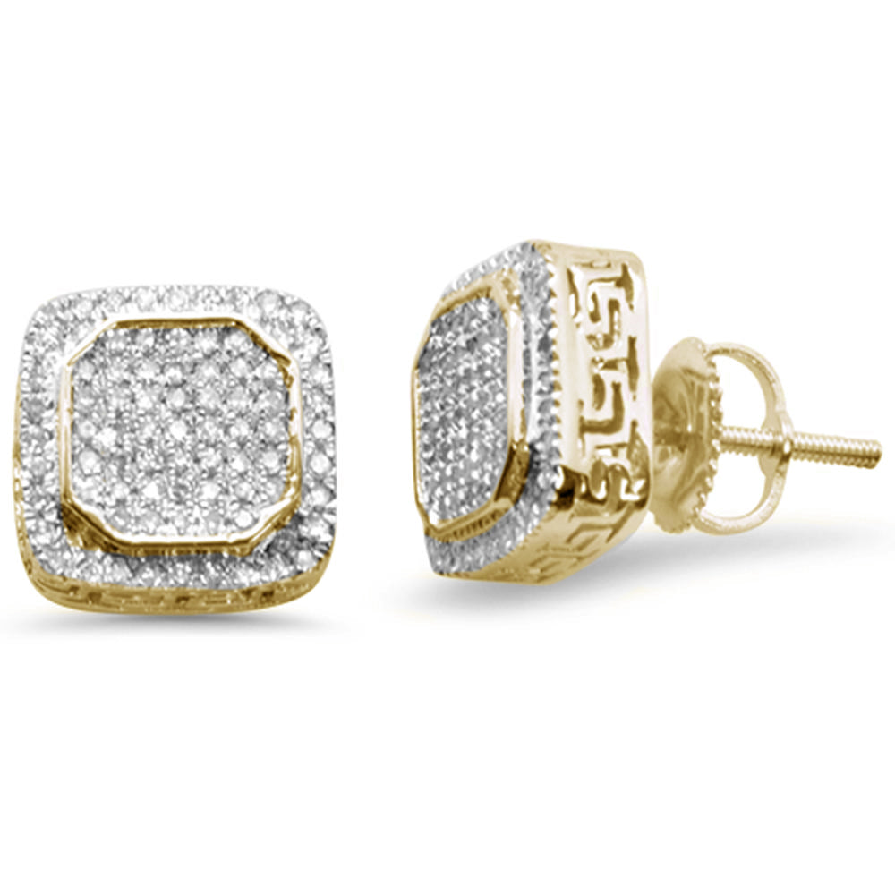 .41ct G SI 10K Yellow Gold Square Micro Pave DIAMOND Stud Earrings