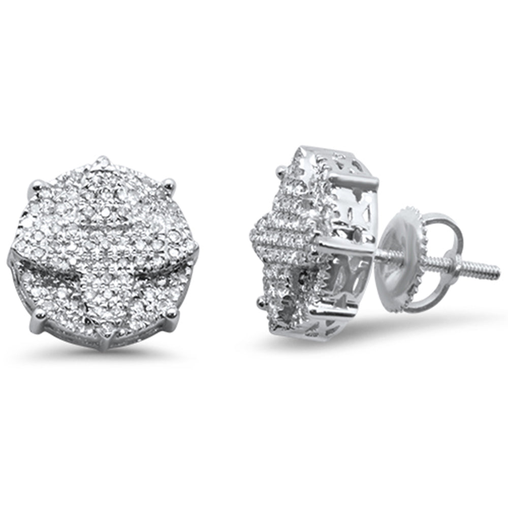 .32ct G SI 10K White Gold Raised Clover Diamond Micro Pave Stud EARRINGS