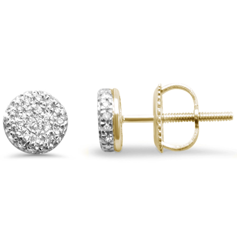 .16ct G SI 10K Yellow Gold Round DIAMOND Micro Pave Stud Earrings