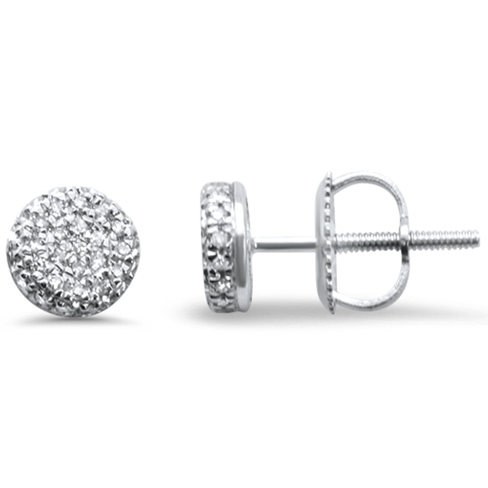 .16ct G SI 10K White Gold Round Diamond Micro Pave Stud EARRINGS