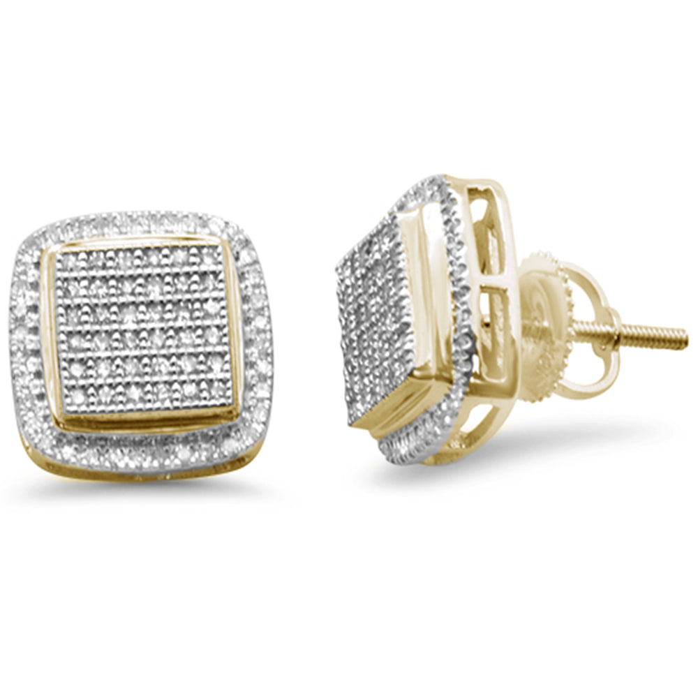 .32ct G SI 10K Yellow Gold Square Shape Diamond Micro Pave Stud EARRINGS