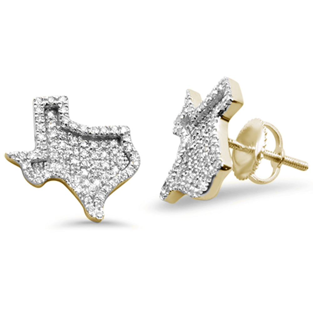 ''.32ct G SI 10K Yellow GOLD ''''Texas'''' Shape Diamond Micro Pave Stud Earrings''