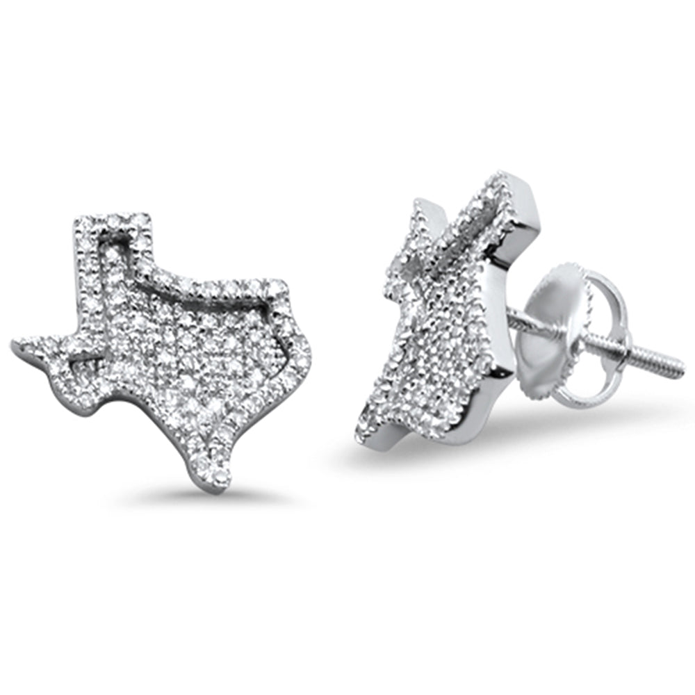 .34ct G SI 10K White Gold Texas Shape DIAMOND Micro Pave Stud Earrings