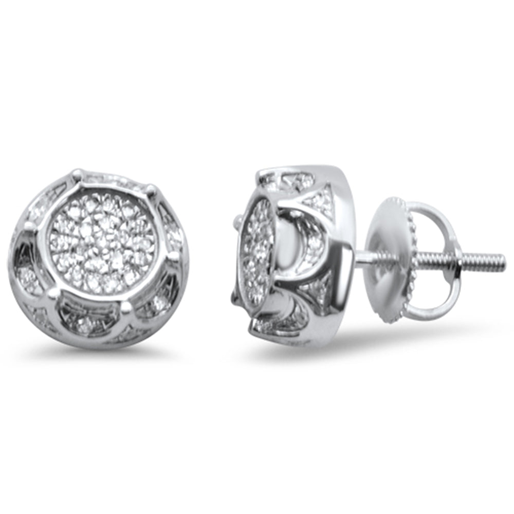 .15ct G SI 10K White Gold Round Diamond Micro Pave Stud EARRINGS