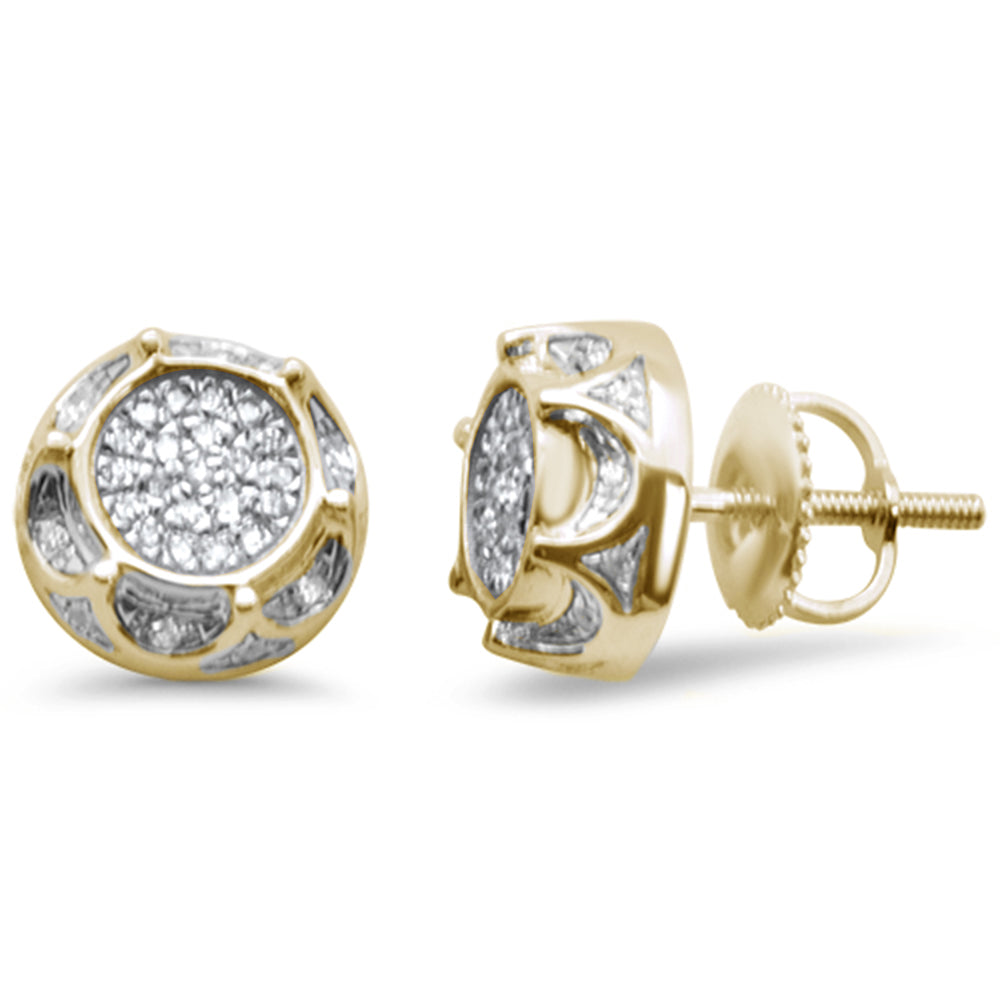 .15ct G SI 10K Yellow Gold Round Diamond Micro Pave Stud EARRINGS