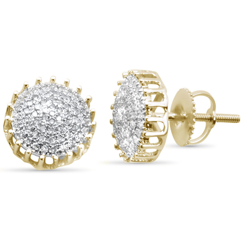 .24ct G SI 10K Yellow Gold Round DIAMOND Micro Pave Stud Earrings