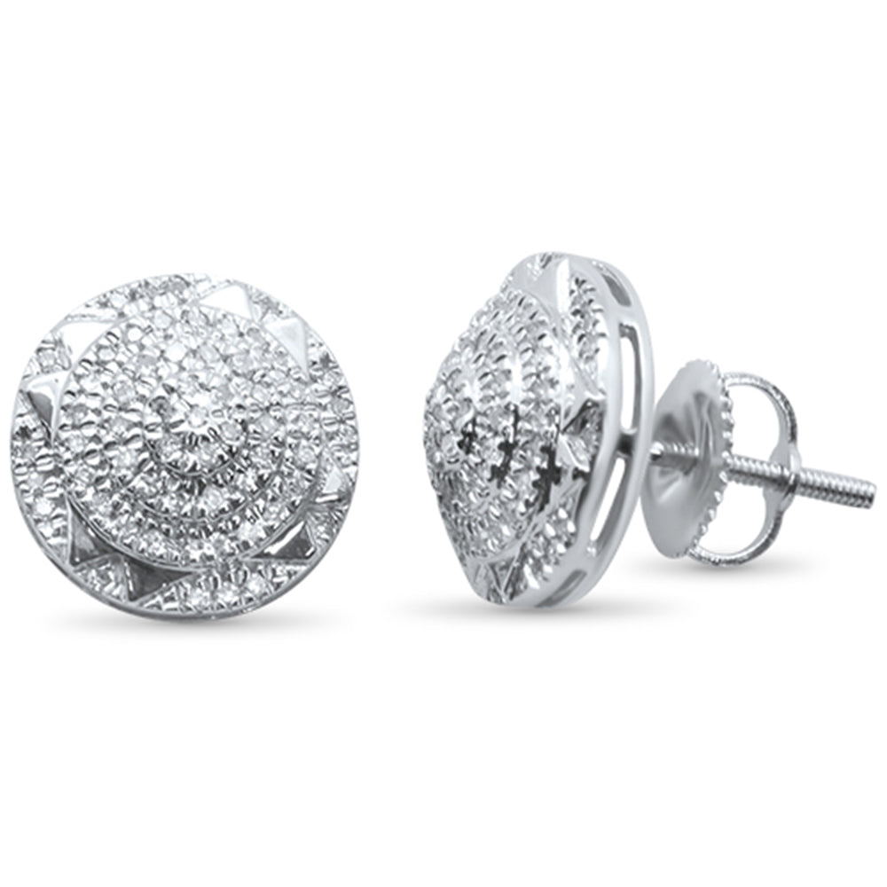 .24ct G SI 10K White Gold Round DIAMOND Micro Pave Stud Earrings