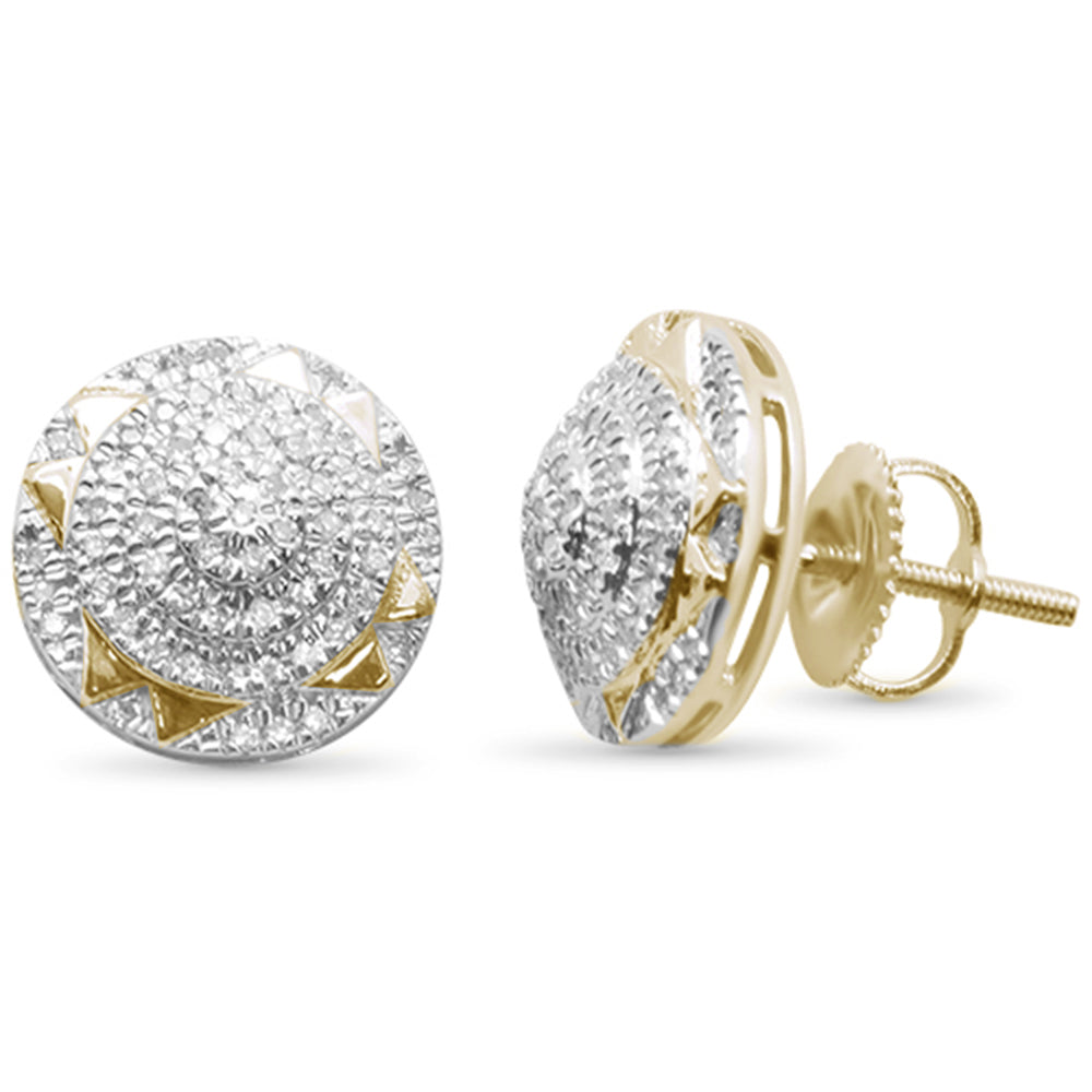 .27ct G SI 10K Yellow Gold Round DIAMOND Micro Pave Stud Earrings