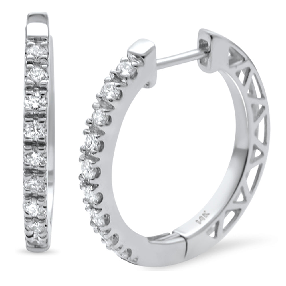 .27ct 14K White Gold Diamond HOOP Huggie EARRINGS