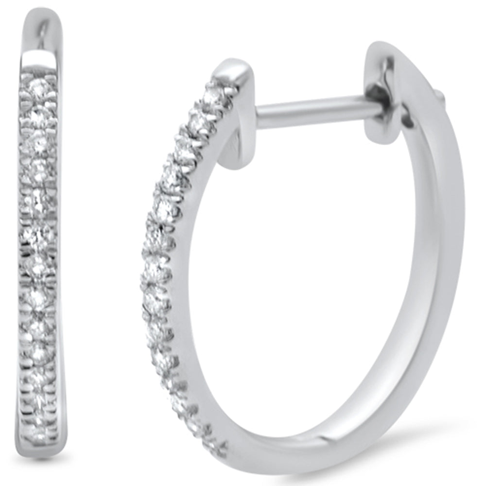 .12ct 14K White Gold Diamond HOOP Huggie EARRINGS