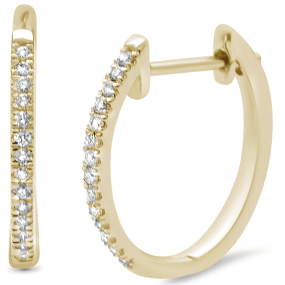 .12ct 14K Yellow Gold Diamond HOOP Huggie EARRINGS