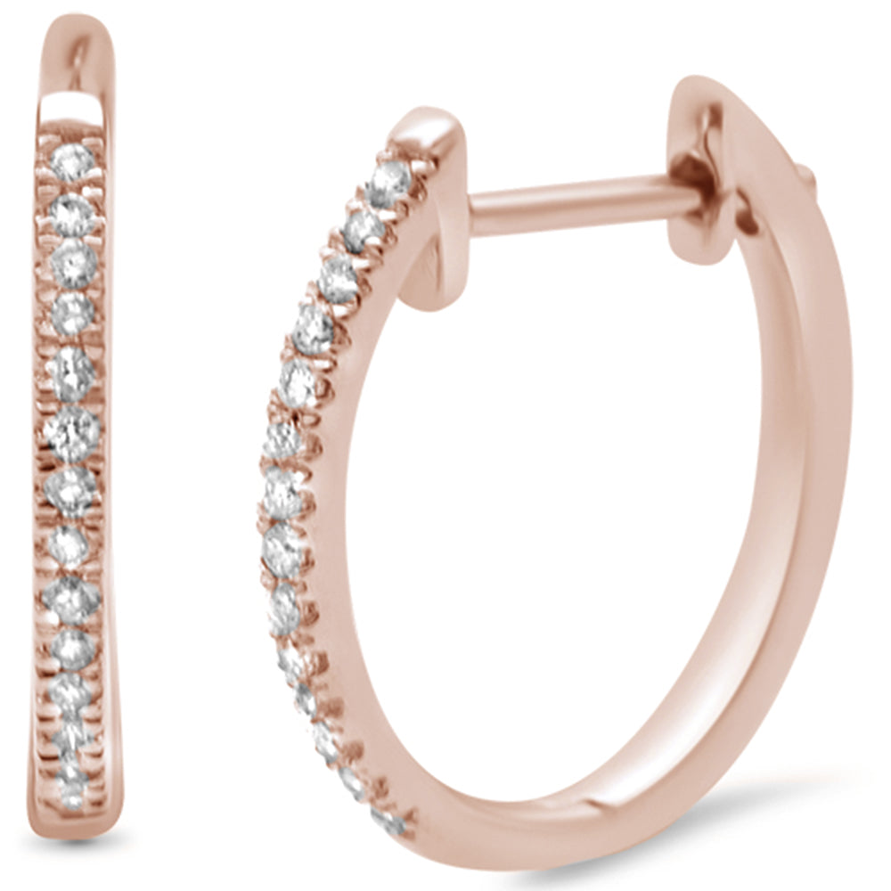 .12ct 14K Rose Gold Diamond HOOP Huggie EARRINGS