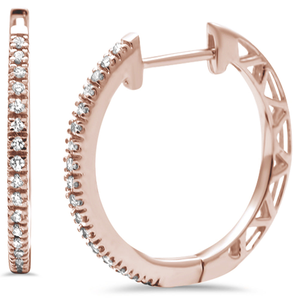 .10ct 14K Rose Gold Diamond Hoop Huggie EARRINGS