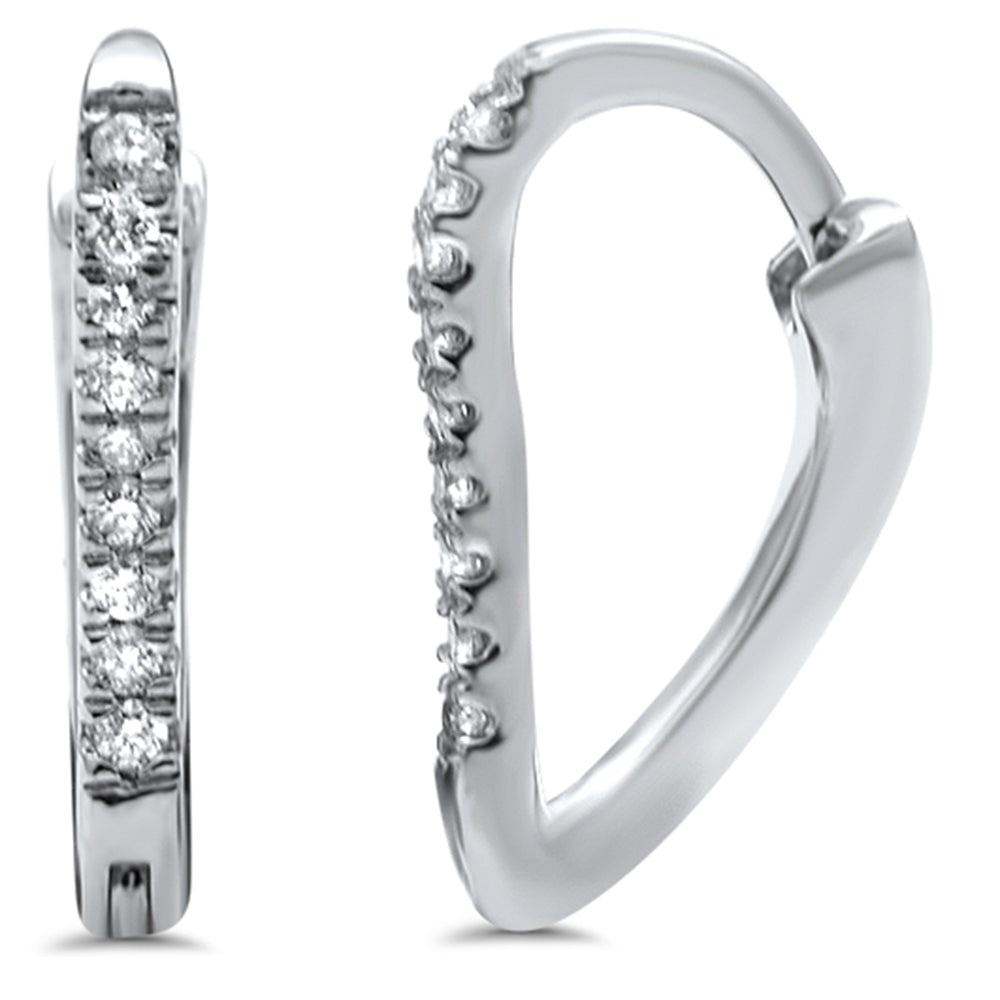 .05ct 14K White Gold Diamond HOOP Huggie EARRINGS