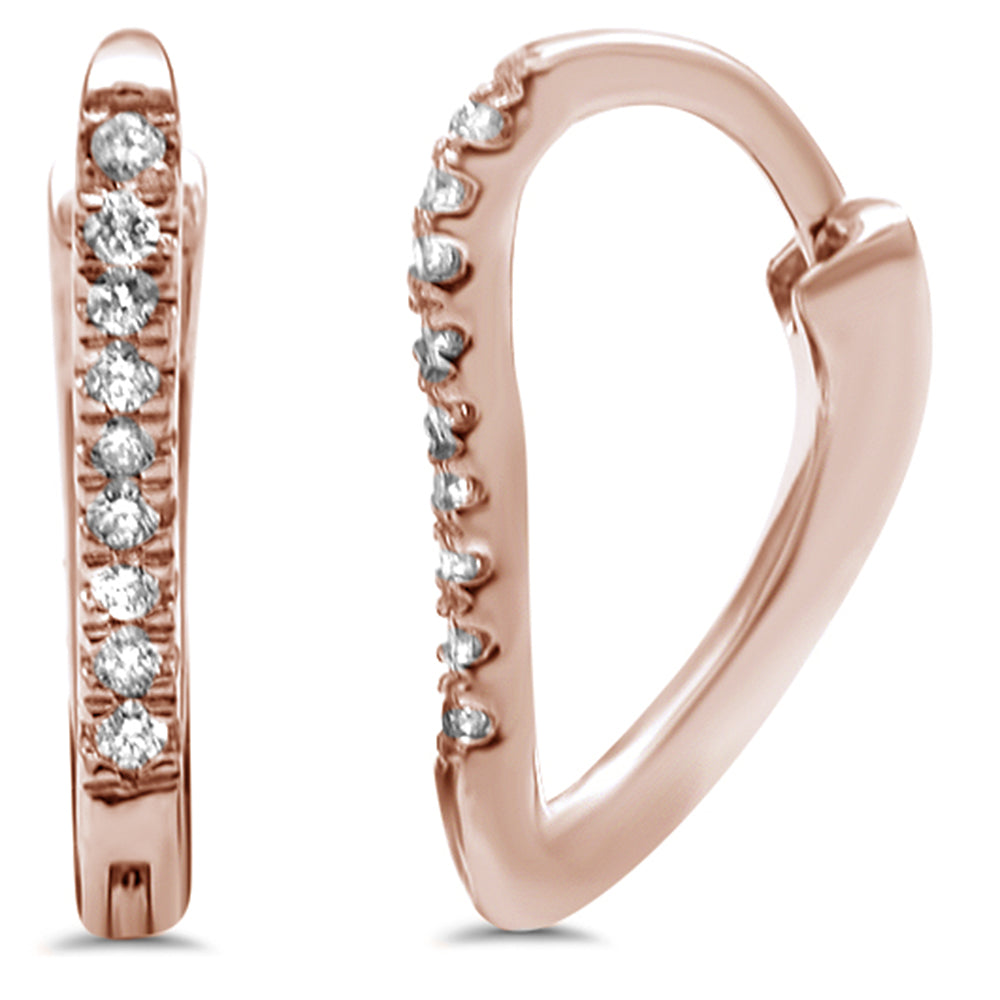 .05ct 14K Rose Gold Diamond HOOP Huggie EARRINGS