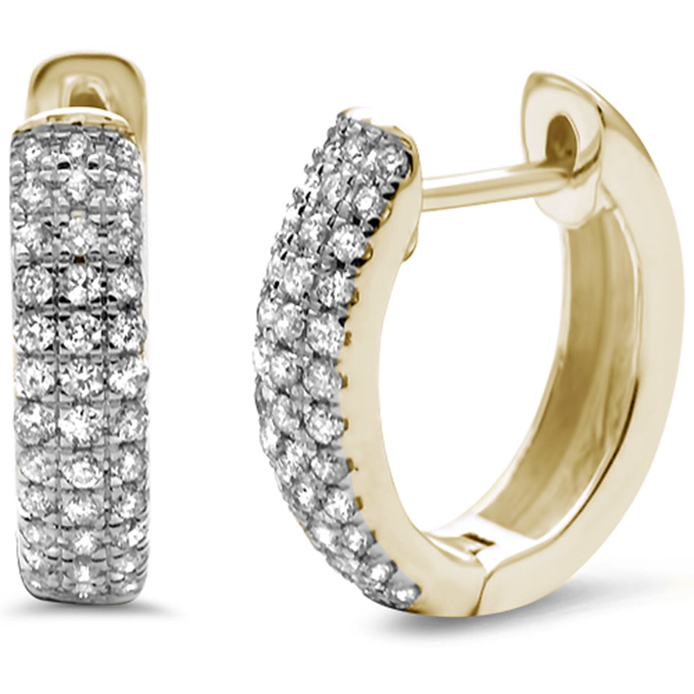 .26ct 14K Yellow Gold Diamond HOOP Huggie EARRINGS