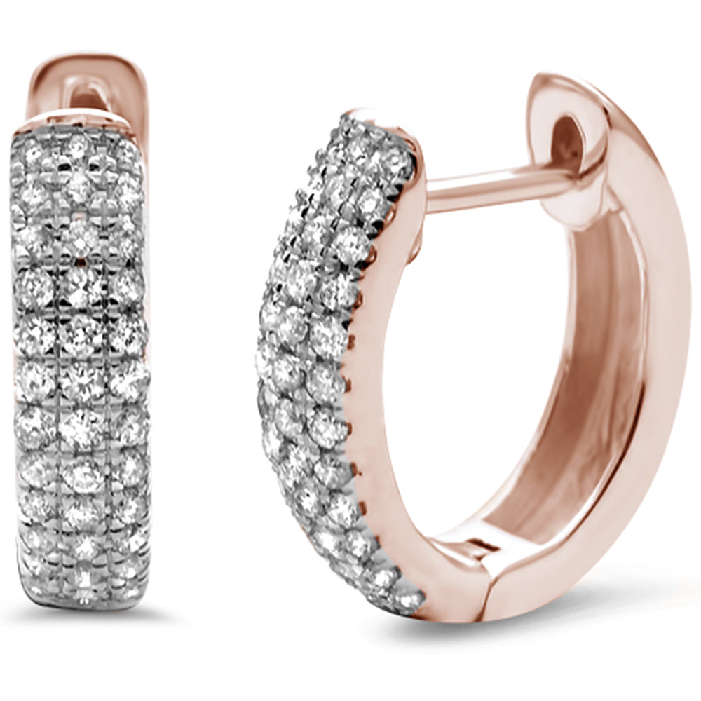 ''SPECIAL! .25ct 14K Rose Gold Diamond HOOP Huggie EARRINGS''