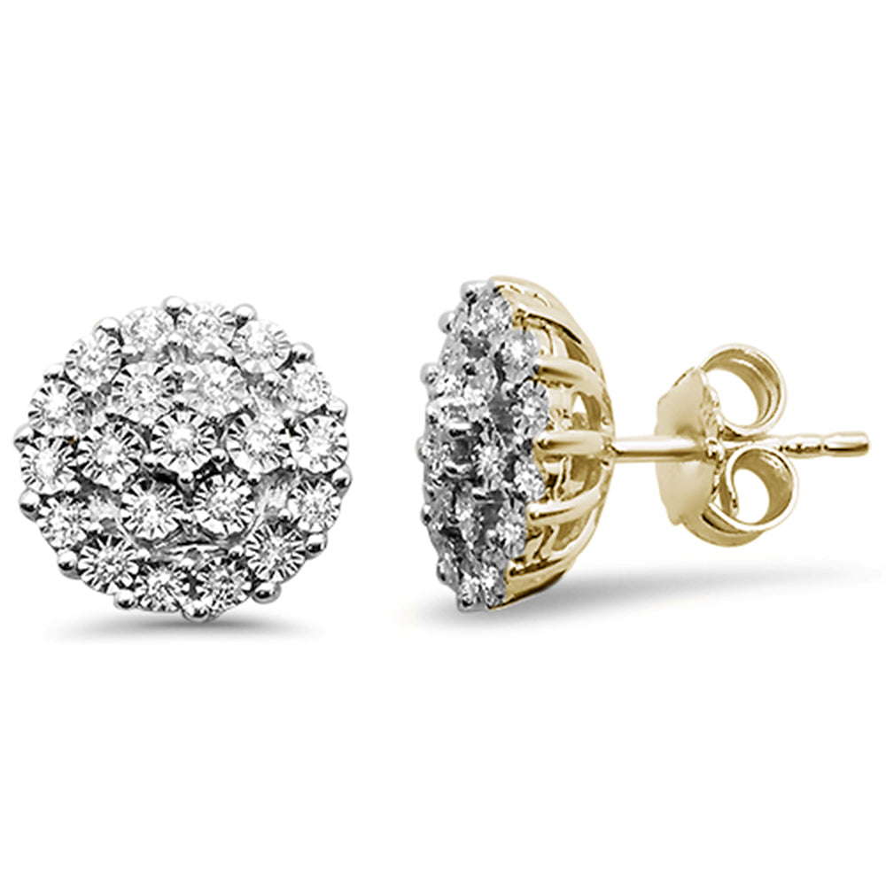 .25ct 10K Yellow Gold Diamond Micro Pave Iced Out STUD EARRINGS