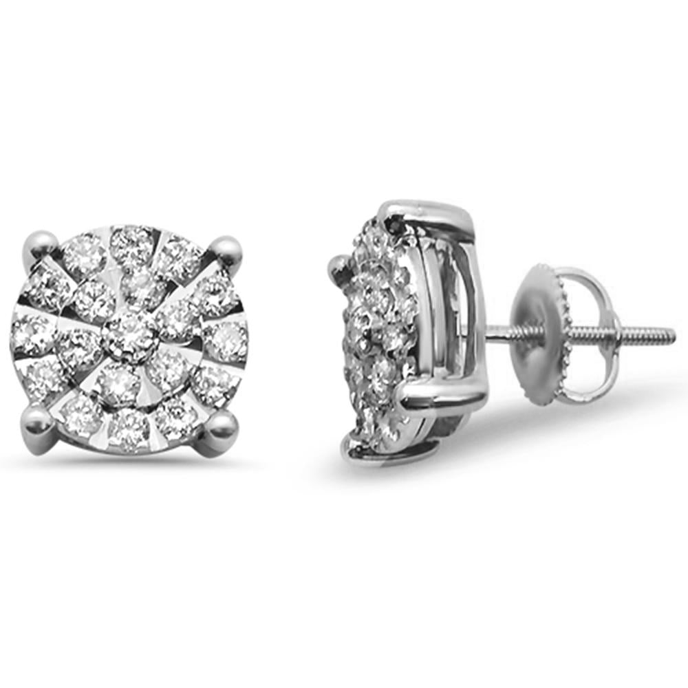 ''SPECIAL! 1.02ct G SI 14K White Gold Round DIAMOND Micro Pave Stud Earrings''