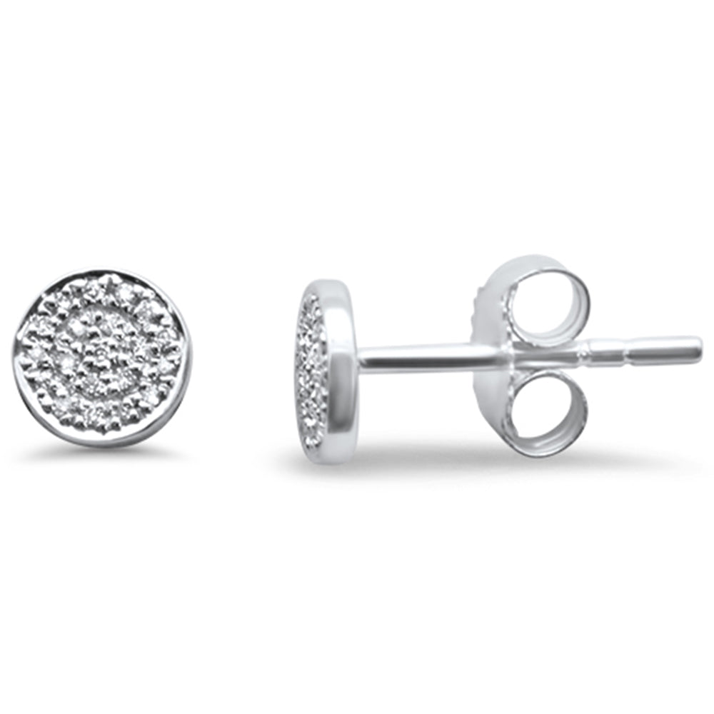 .06ct G SI 14K White GOLD Round Circle Diamond Earrings