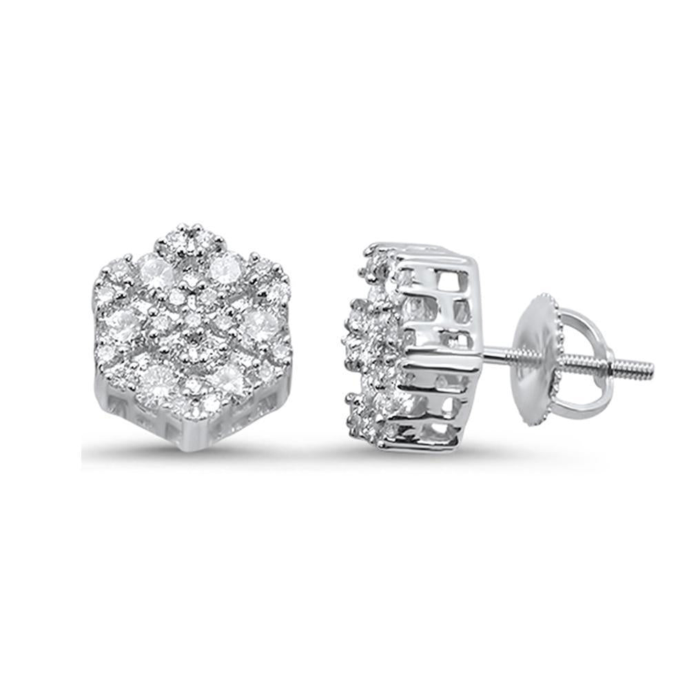 ''SPECIAL! .97ct G SI 14K White Gold Diamond Snowflake Stud EARRINGS''