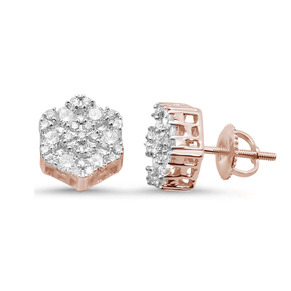 ''SPECIAL! 1.04ct G SI 14K Rose GOLD Diamond Flower Stud Earrings''