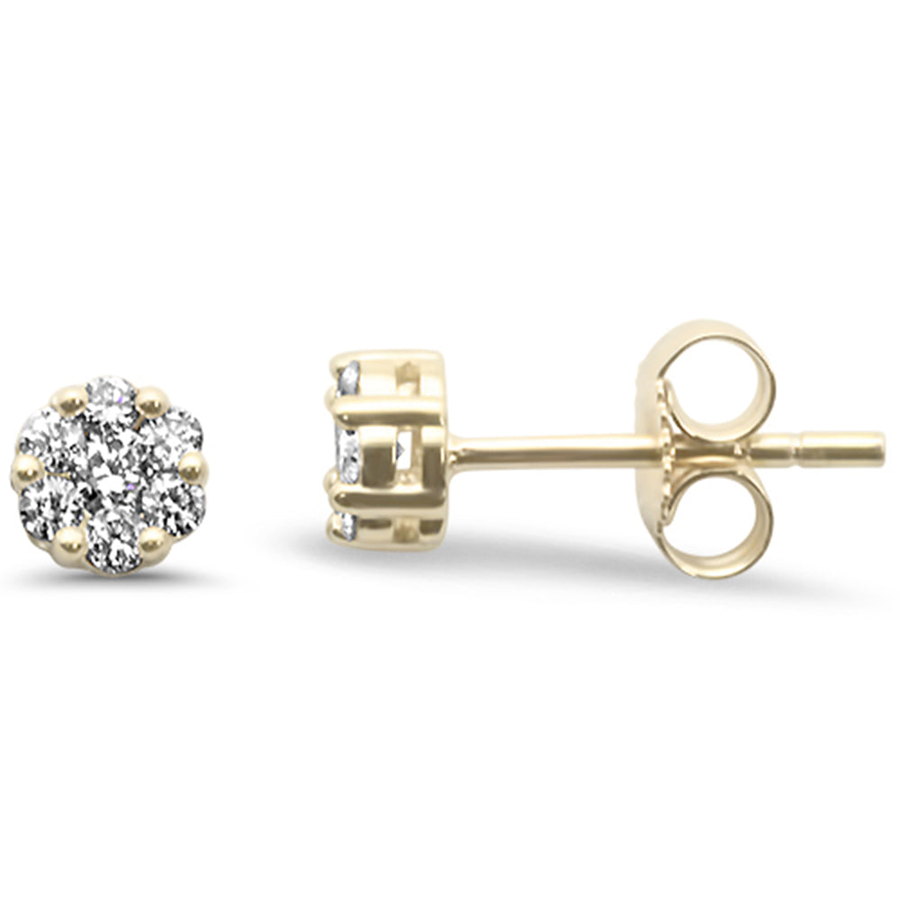 .25ct G SI 14K Yellow GOLD Diamond Flower Stud Earrings