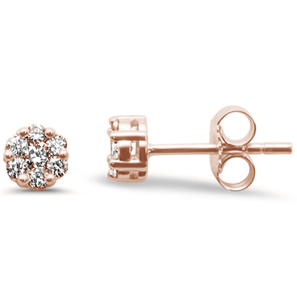 .25ct G SI 14K Rose Gold Diamond Flower Stud EARRINGS