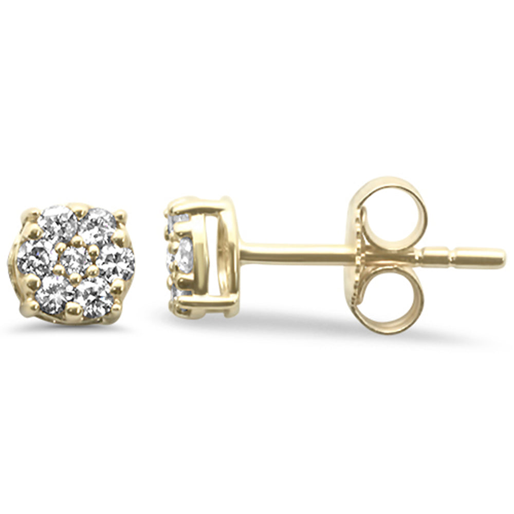 .21ct G SI 14K Yellow Gold DIAMOND Flower Stud Earrings