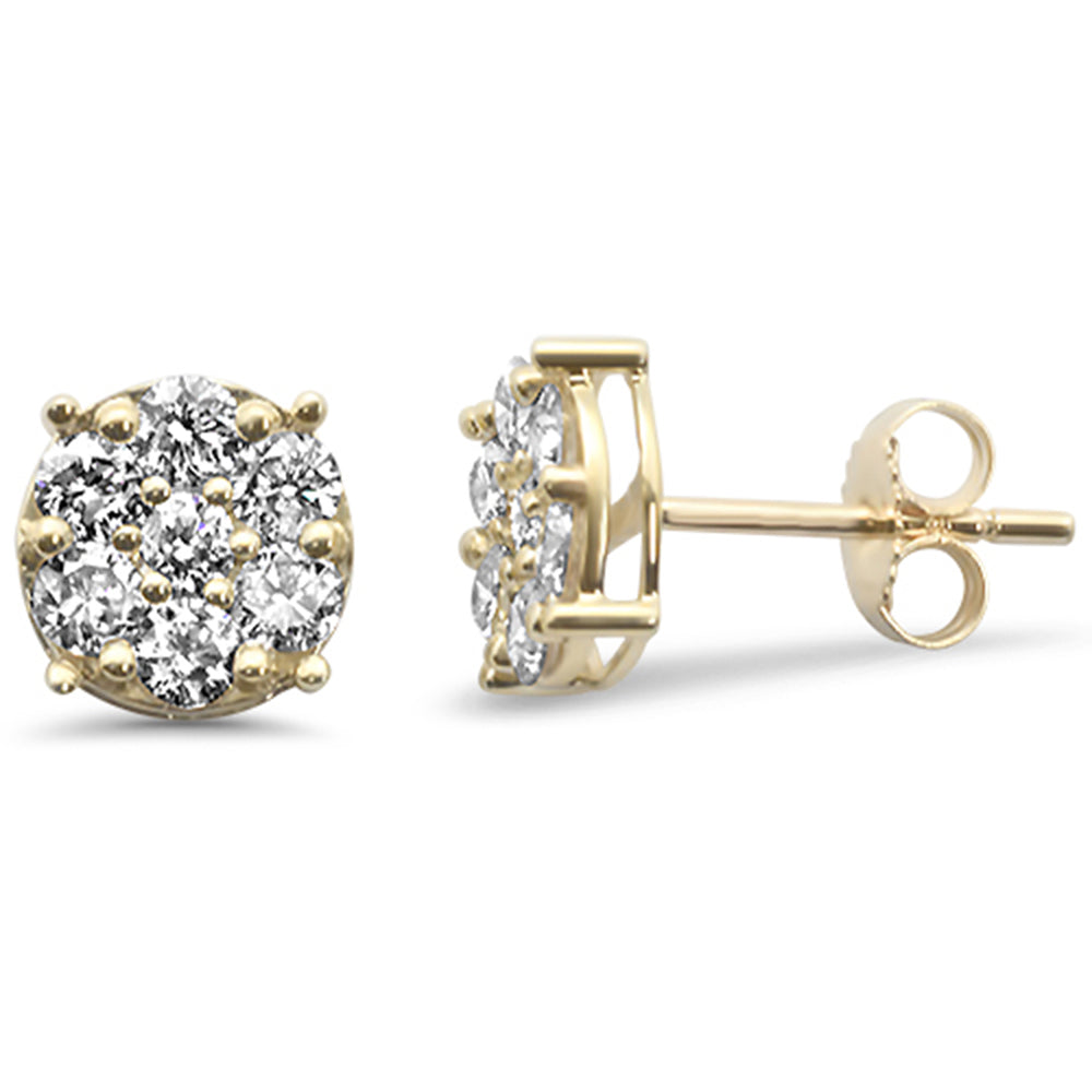 ''SPECIAL! 1.03ct G SI 14K Yellow Gold DIAMOND Flower Stud Earrings''